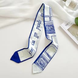 Fashion Printing Flower Long Ribbons Hair Scarf for Women INS Design Silk Headband Long Scarves Ribbon Hair Accessories