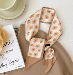 Fashion Printing Flower Long Ribbons Hair Scarf for Women INS Design Silk Headband Long Scarves Ribbon Hair Accessories