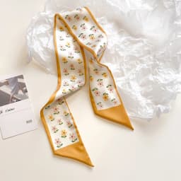 Fashion Printing Flower Long Ribbons Hair Scarf for Women INS Design Silk Headband Long Scarves Ribbon Hair Accessories