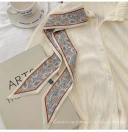 Fashion Printing Flower Long Ribbons Hair Scarf for Women INS Design Silk Headband Long Scarves Ribbon Hair Accessories