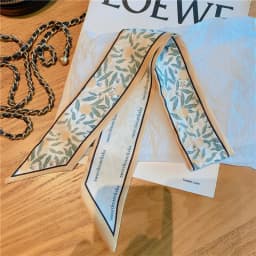 Fashion Printing Flower Long Ribbons Hair Scarf for Women INS Design Silk Headband Long Scarves Ribbon Hair Accessories