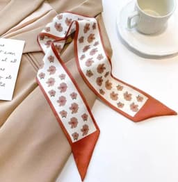 Fashion Printing Flower Long Ribbons Hair Scarf for Women INS Design Silk Headband Long Scarves Ribbon Hair Accessories