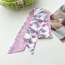 Fashion Printing Flower Long Ribbons Hair Scarf for Women INS Design Silk Headband Long Scarves Ribbon Hair Accessories