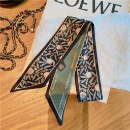 Fashion Printing Flower Long Ribbons Hair Scarf for Women INS Design Silk Headband Long Scarves Ribbon Hair Accessories