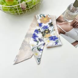 Fashion Printing Flower Long Ribbons Hair Scarf for Women INS Design Silk Headband Long Scarves Ribbon Hair Accessories