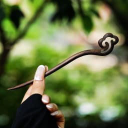 Retro New Chinese Style Cool Tail Sandalwood Hairpin with Chinese Style One Word Plate Hairpin, Ancient Hanfu Headpiece