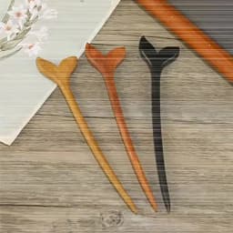 Retro New Chinese Style Cool Tail Sandalwood Hairpin with Chinese Style One Word Plate Hairpin, Ancient Hanfu Headpiece