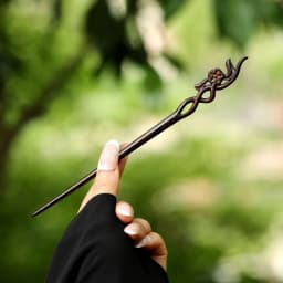 Retro New Chinese Style Cool Tail Sandalwood Hairpin with Chinese Style One Word Plate Hairpin, Ancient Hanfu Headpiece