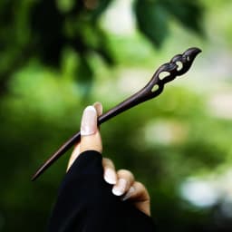 Retro New Chinese Style Cool Tail Sandalwood Hairpin with Chinese Style One Word Plate Hairpin, Ancient Hanfu Headpiece
