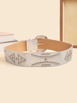 1pc women's silver punk light luxury casual rivet wide belt jeans skirt versatile decorative belt suitable for daily travel