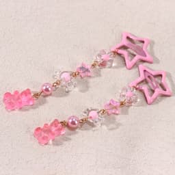 2Pcs Y2k Star Hair Clip Sweet Mini Flower Candy Plastic Bear Crystal Pendant Hairpin Headwear For Girl Metal Barrette Accesories