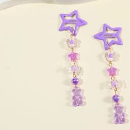 2Pcs Y2k Star Hair Clip Sweet Mini Flower Candy Plastic Bear Crystal Pendant Hairpin Headwear For Girl Metal Barrette Accesories