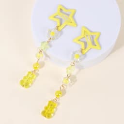 2Pcs Y2k Star Hair Clip Sweet Mini Flower Candy Plastic Bear Crystal Pendant Hairpin Headwear For Girl Metal Barrette Accesories