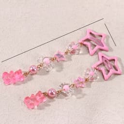 2Pcs Y2k Star Hair Clip Sweet Mini Flower Candy Plastic Bear Crystal Pendant Hairpin Headwear For Girl Metal Barrette Accesories