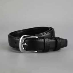 Women's Belt Fashion Pin Buckle Thin Belt Genuine Luxury Soft Belt Women with Cargo Pants Jeans Belts Black PU Leather Belt