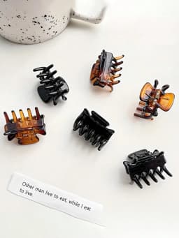 12Pcs Mini Shark Clip Ear Acupoint Beauty Small Square Hairband Hair Grab Clip Simple Plastic Hair Accessories for Women