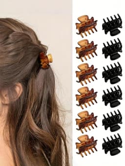 12Pcs Mini Shark Clip Ear Acupoint Beauty Small Square Hairband Hair Grab Clip Simple Plastic Hair Accessories for Women
