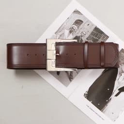 Wholesale Vintage Gold Silver Square Buckle Wide Cowhide Waist Belt for Women Plain Black Coffee Real Cow Leather Ceinture Femme