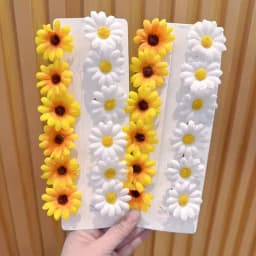 10pcs Girl Hair Clips Daisy and Sunflower Designs Mixed Color Polyester Flower Hair Accessories for Daily Casual Wear Hairpin