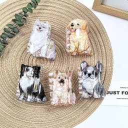1pc cute medium animal hairpin, curly Shiba Inu corgi puppy acrylic grip clip cartoon hairpin pan hair shark clip