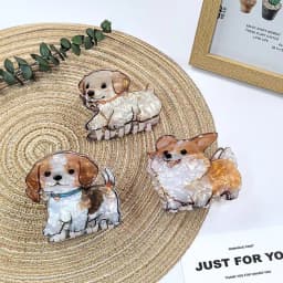 1pc cute medium animal hairpin, curly Shiba Inu corgi puppy acrylic grip clip cartoon hairpin pan hair shark clip