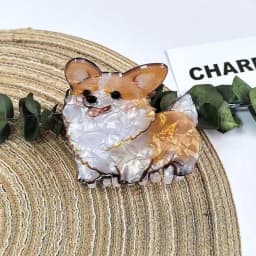 1pc cute medium animal hairpin, curly Shiba Inu corgi puppy acrylic grip clip cartoon hairpin pan hair shark clip