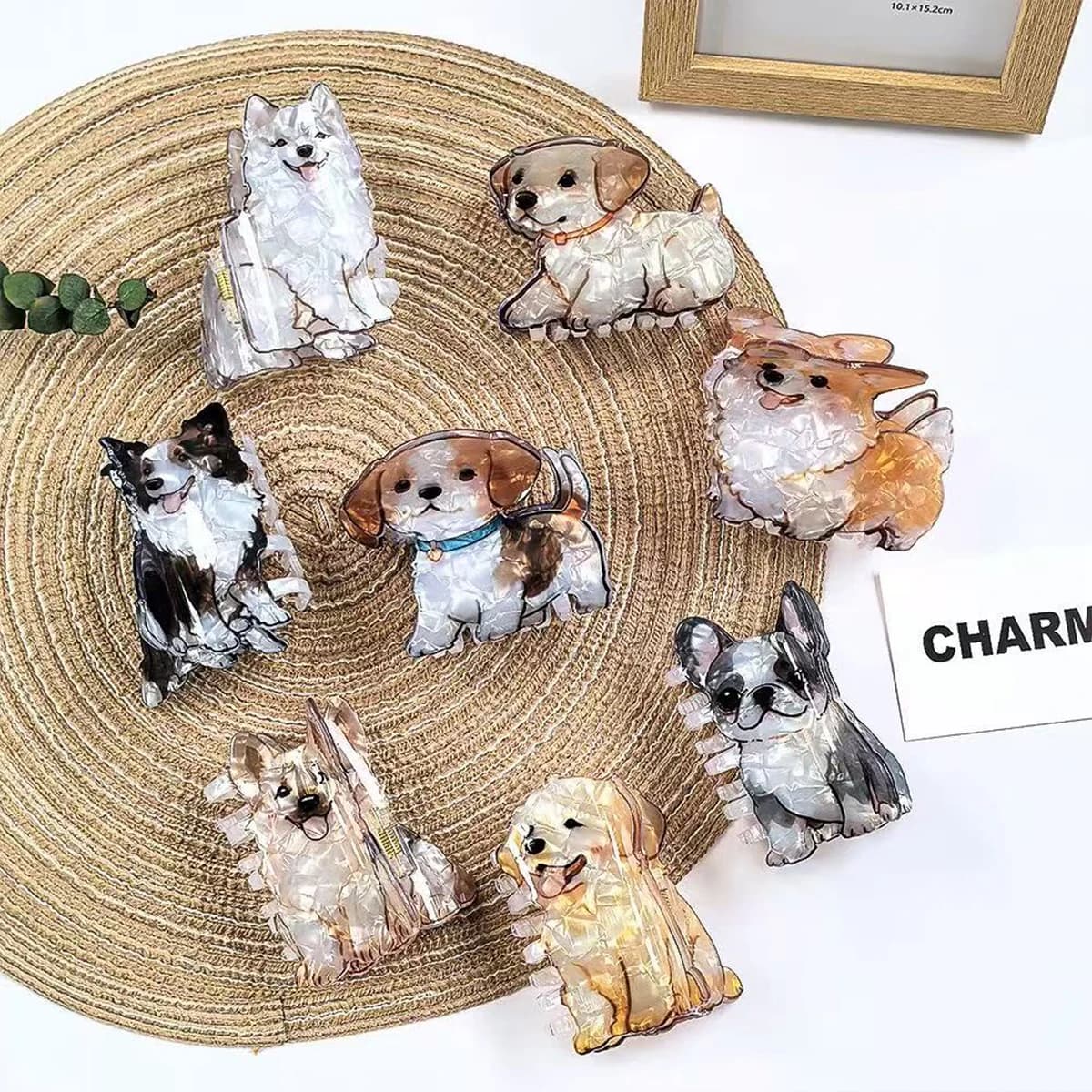 1pc cute medium animal hairpin, curly Shiba Inu corgi puppy acrylic grip clip cartoon hairpin pan hair shark clip