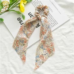 Fashion Pastoralism Print Long Ribbon Scrunchies Hair Ribbon For Women Elastic Hairband Girl Horsetail Hair Ties Hair Accessorie