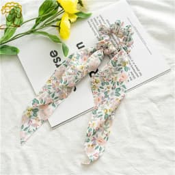 Fashion Pastoralism Print Long Ribbon Scrunchies Hair Ribbon For Women Elastic Hairband Girl Horsetail Hair Ties Hair Accessorie