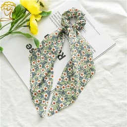 Fashion Pastoralism Print Long Ribbon Scrunchies Hair Ribbon For Women Elastic Hairband Girl Horsetail Hair Ties Hair Accessorie