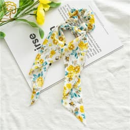 Fashion Pastoralism Print Long Ribbon Scrunchies Hair Ribbon For Women Elastic Hairband Girl Horsetail Hair Ties Hair Accessorie
