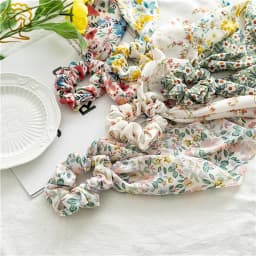Fashion Pastoralism Print Long Ribbon Scrunchies Hair Ribbon For Women Elastic Hairband Girl Horsetail Hair Ties Hair Accessorie