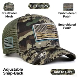 Men’s Tactical Mesh Trucker Hat, Camouflage Outdoor Baseball Cap with Removable Embroidered Patch, Adjustable Snap‑Back Sun Hat