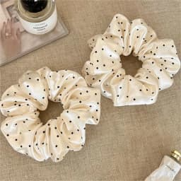 1/3 Pcs Black White Polka Dot Satin Scrunchies for Women Large Round Ruffles Hair Band Gentle Elegant Hair Ties Head Accessories