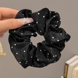 1/3 Pcs Black White Polka Dot Satin Scrunchies for Women Large Round Ruffles Hair Band Gentle Elegant Hair Ties Head Accessories