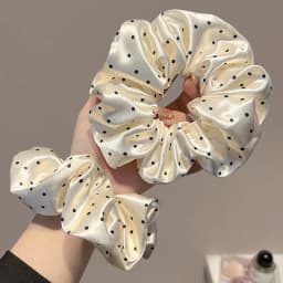 1/3 Pcs Black White Polka Dot Satin Scrunchies for Women Large Round Ruffles Hair Band Gentle Elegant Hair Ties Head Accessories