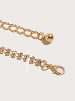 1Pcs Ladies' solid color 2 drainage diamond decorative waist chain Bling Bling Sparkling rhinestone decoration Daily outfit