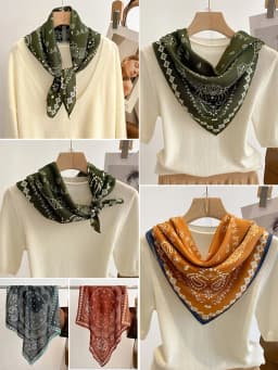 70cm Cashew Print Square Scarf Women’s Breathable Imitation Silk Bandanna Luxury Female Neckerchief Fashion Hijab Spring/Summer