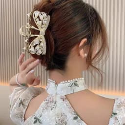1 Pcs Fashion Linglan Flower Full Diamond Hollow Bow Hair Claws For Women Girls Party Hair Accessories