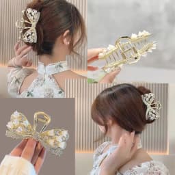 1 Pcs Fashion Linglan Flower Full Diamond Hollow Bow Hair Claws For Women Girls Party Hair Accessories