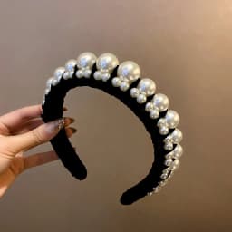 Korean Luxury Fabric Imitation Pearl Headbands for Women Twisted Super Shiny Leaf Full Rhinestones Hair Hoop Trendy Accessories
