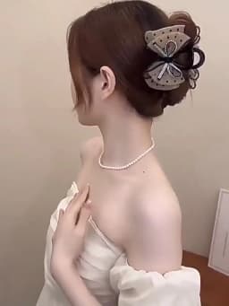 Mesh Bow Rhinestones Hair Clip for Women Elegant Hair Clamp Fashion Girl Ponytail Clip Hair Accessories