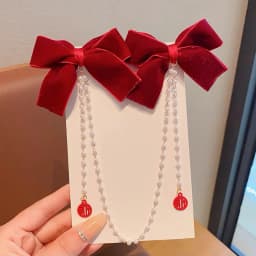 New Elegant Pearl Bow Tassel Hair Clips Women Fashion Solid Velvet Hair Claw Children Princess Hairpins Hair Accessories