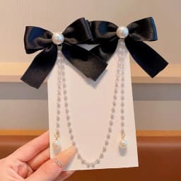 New Elegant Pearl Bow Tassel Hair Clips Women Fashion Solid Velvet Hair Claw Children Princess Hairpins Hair Accessories