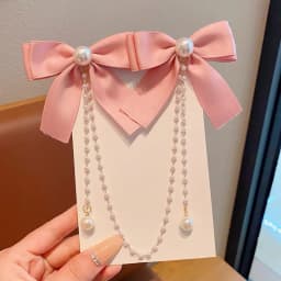 New Elegant Pearl Bow Tassel Hair Clips Women Fashion Solid Velvet Hair Claw Children Princess Hairpins Hair Accessories