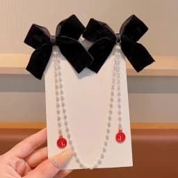 New Elegant Pearl Bow Tassel Hair Clips Women Fashion Solid Velvet Hair Claw Children Princess Hairpins Hair Accessories