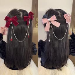 New Elegant Pearl Bow Tassel Hair Clips Women Fashion Solid Velvet Hair Claw Children Princess Hairpins Hair Accessories
