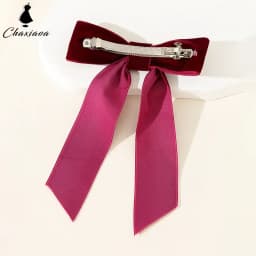 Burgundy Velvet Hair Bow Clip - Oversized Crushed Velvet Ribbon with Silver Pin Back | Elegant Hair Accessories for Women