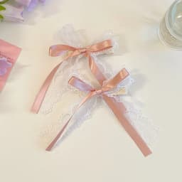 2Pcs/set Korean Lace Bow Children's Little Girl Temperament Lace Hairpin Heavy Handmade High-end Headgear Hair Clip