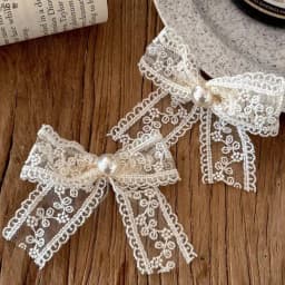 2Pcs/set Korean Lace Bow Children's Little Girl Temperament Lace Hairpin Heavy Handmade High-end Headgear Hair Clip